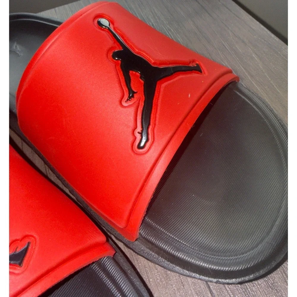 Jordan Play Slides Mens Red Black Athletic Sandals Jumpman Size 8